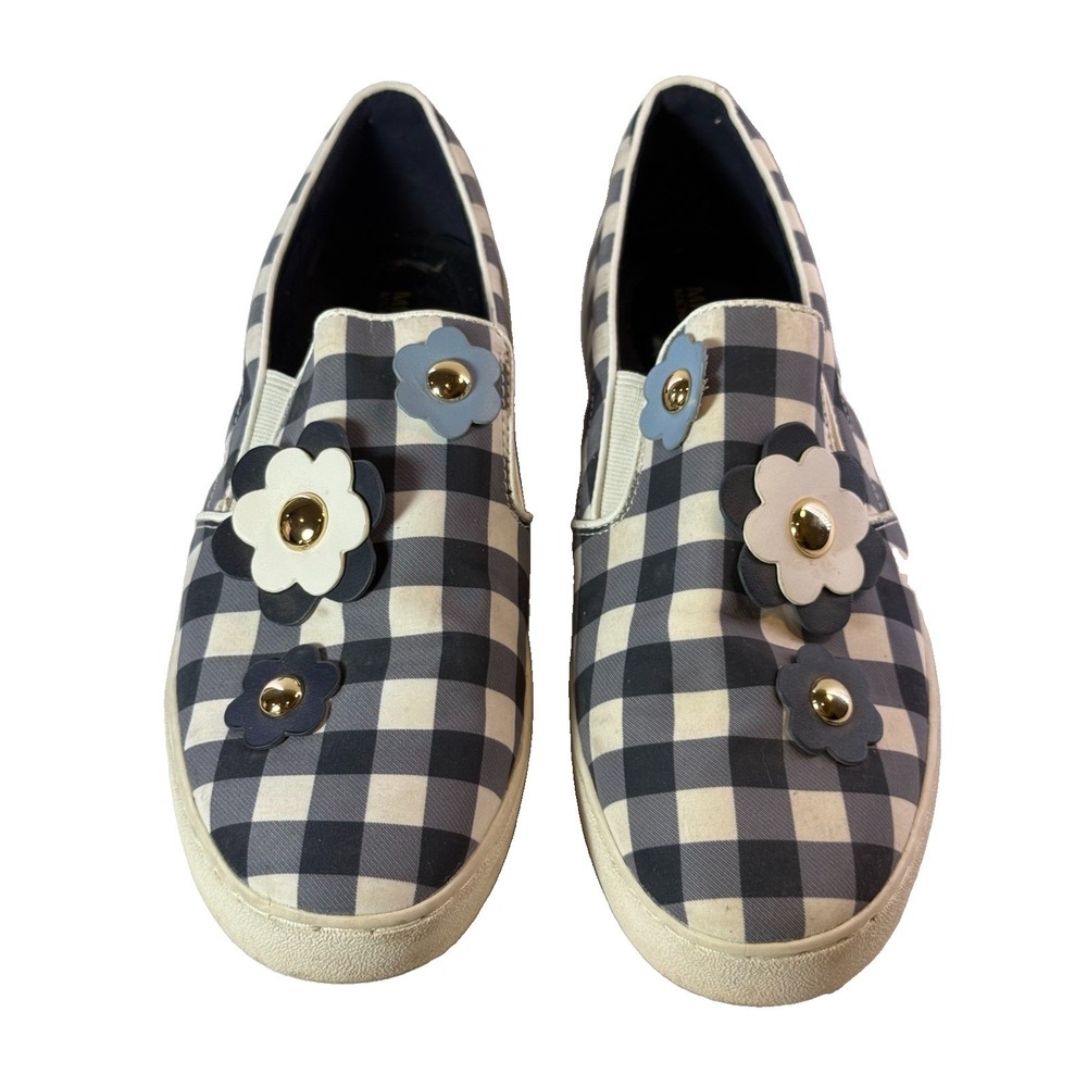 Michael Kors Keaton 3D Floral Gingham Slip On Sneakers Size 10 Blue Cottagecore - Picture 2 of 9